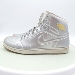 Jordan 1 Anodized Metallic Silver High Top Sneakers 414823-001 Men's 11